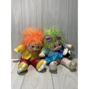 International Silver Co. Set of 15" Norfin ParaCutes Troll Doll Plush Toy 1992